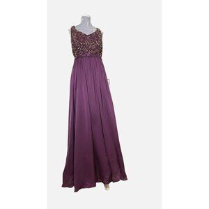 Theia Gown Purple Beaded Silk Sleeveless – Size 12 – Gala/Wedding